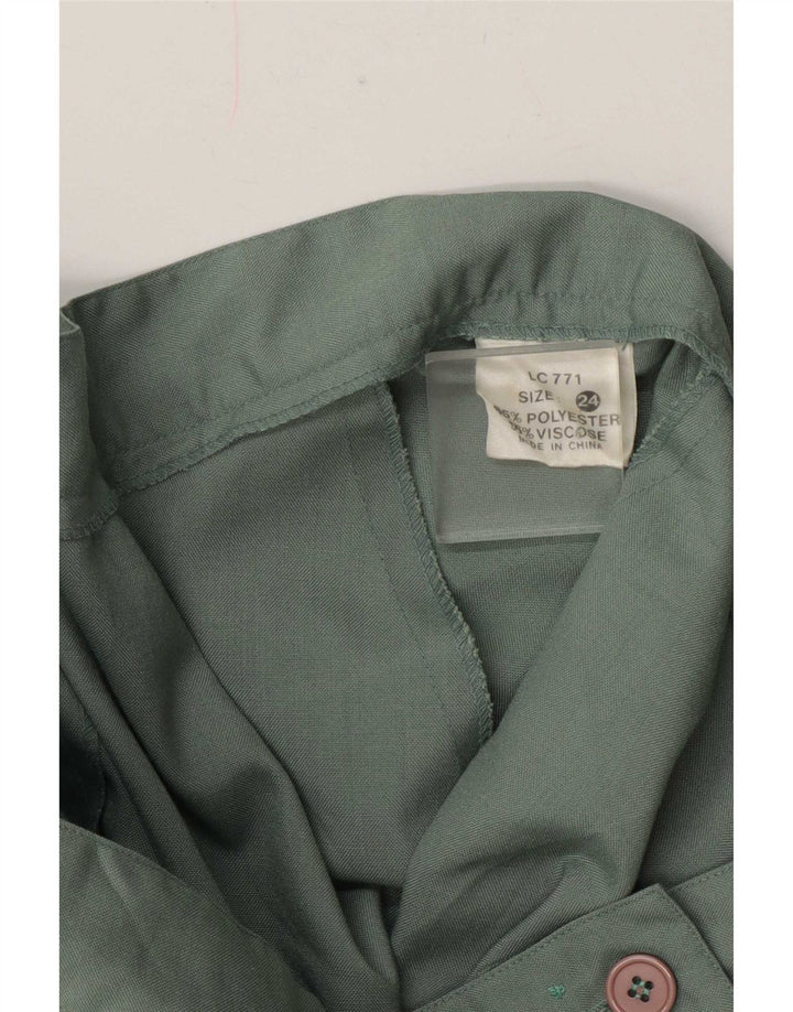 Saia plissada regular das mulheres do vintage W40 2XL poliéster verde