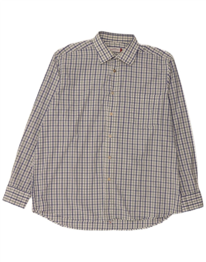 Camisa masculina Gloriette tamanho 43 grande algodão xadrez branco
