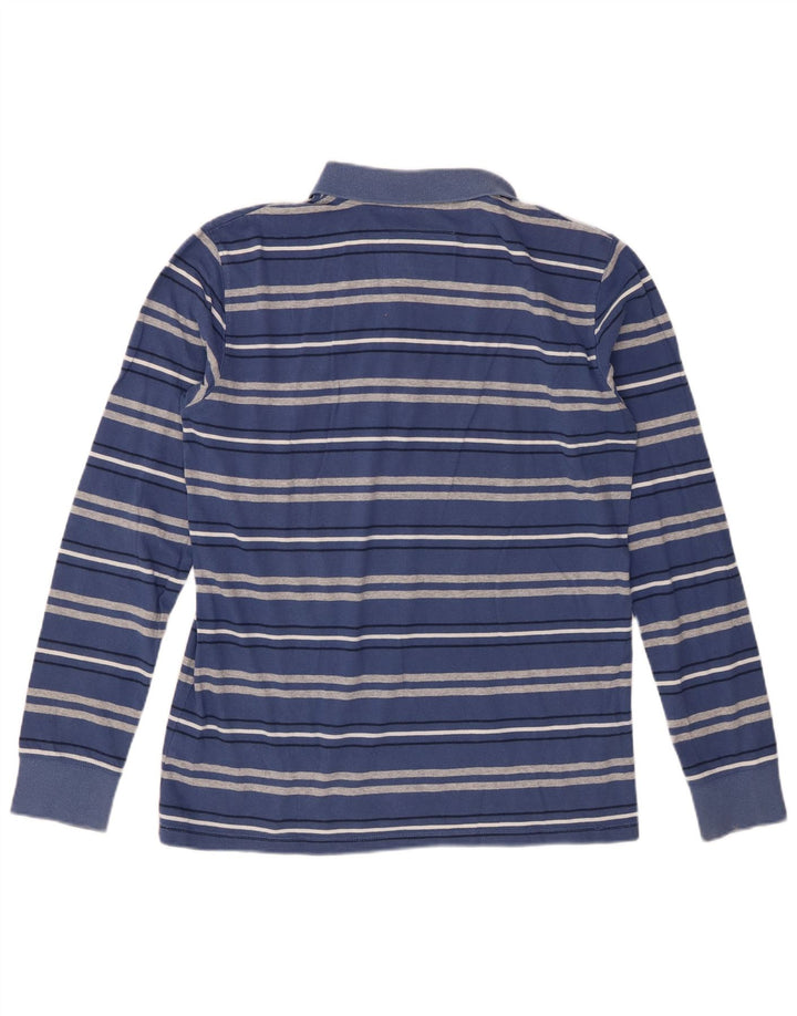 Camisa polo masculina de manga comprida Woolrich de algodão listrado azul médio