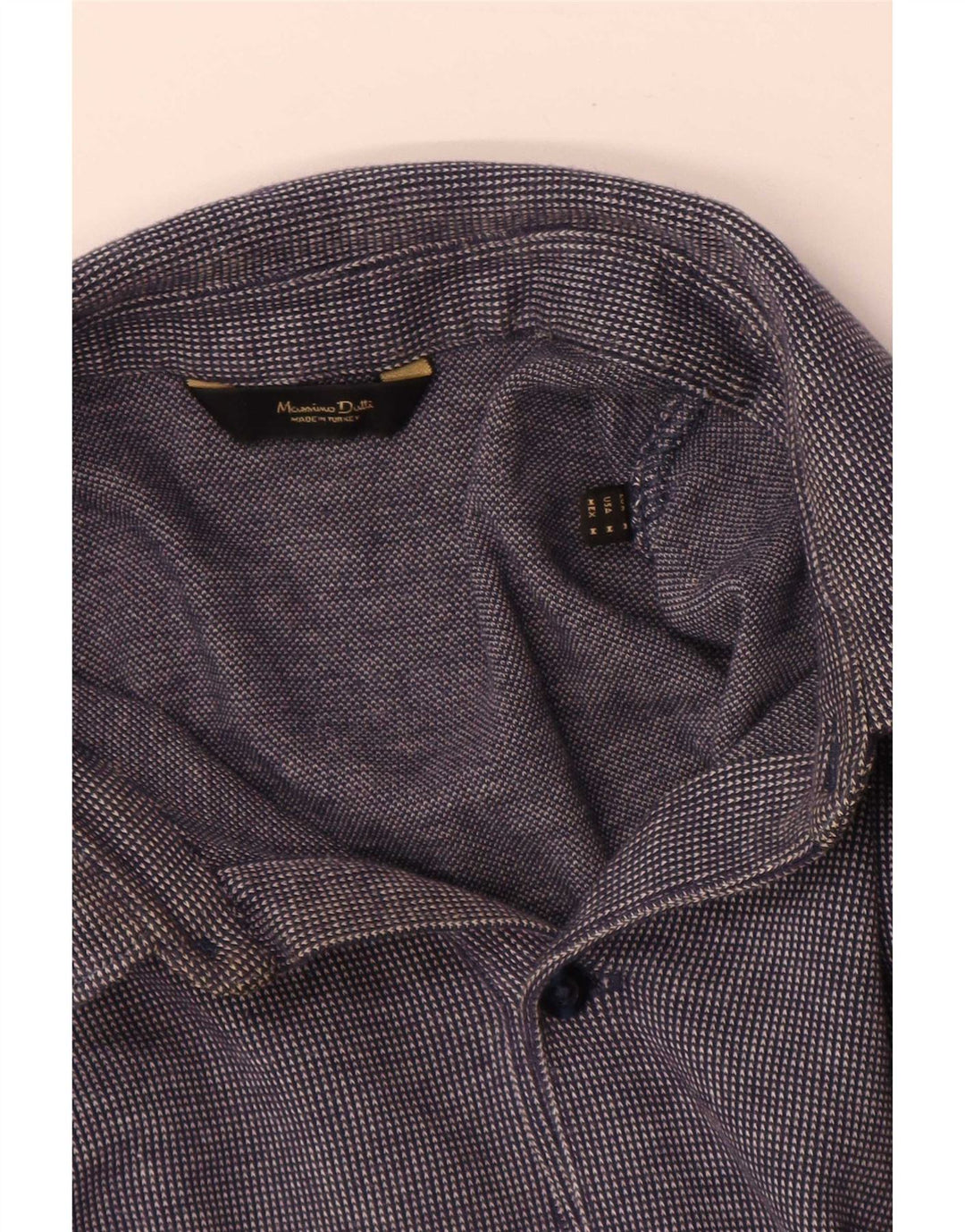 Camisa polo masculina de manga comprida Massimo Dutti azul marinho médio