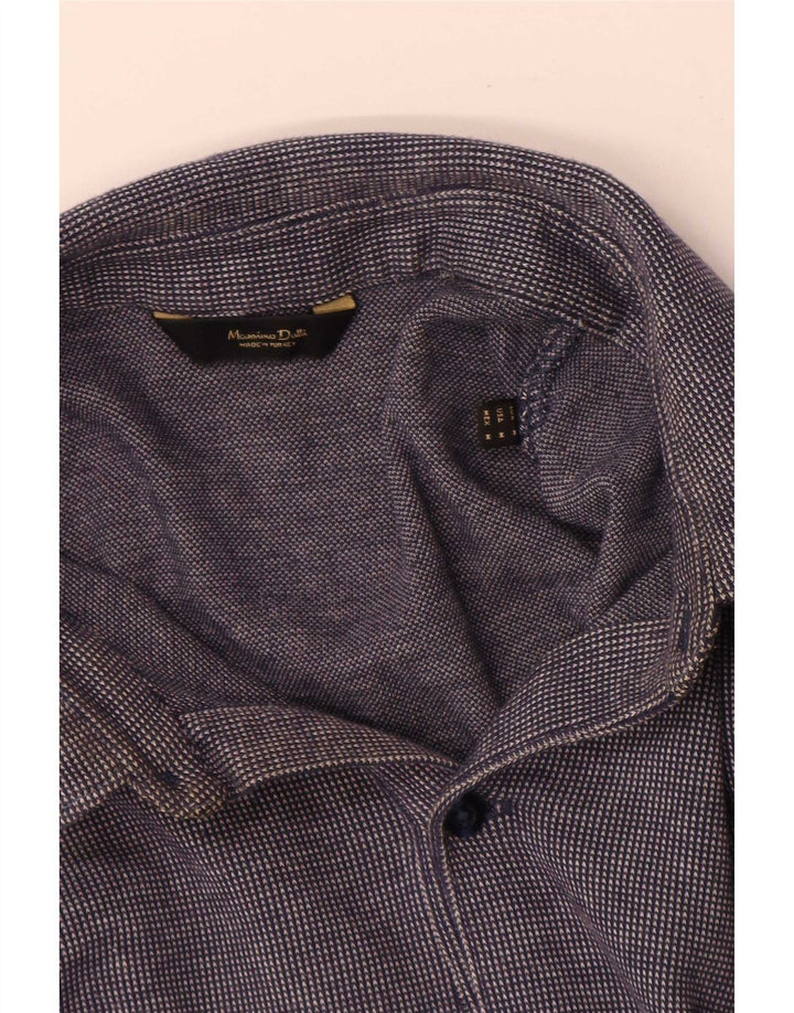 Camisa polo masculina de manga comprida Massimo Dutti azul marinho médio