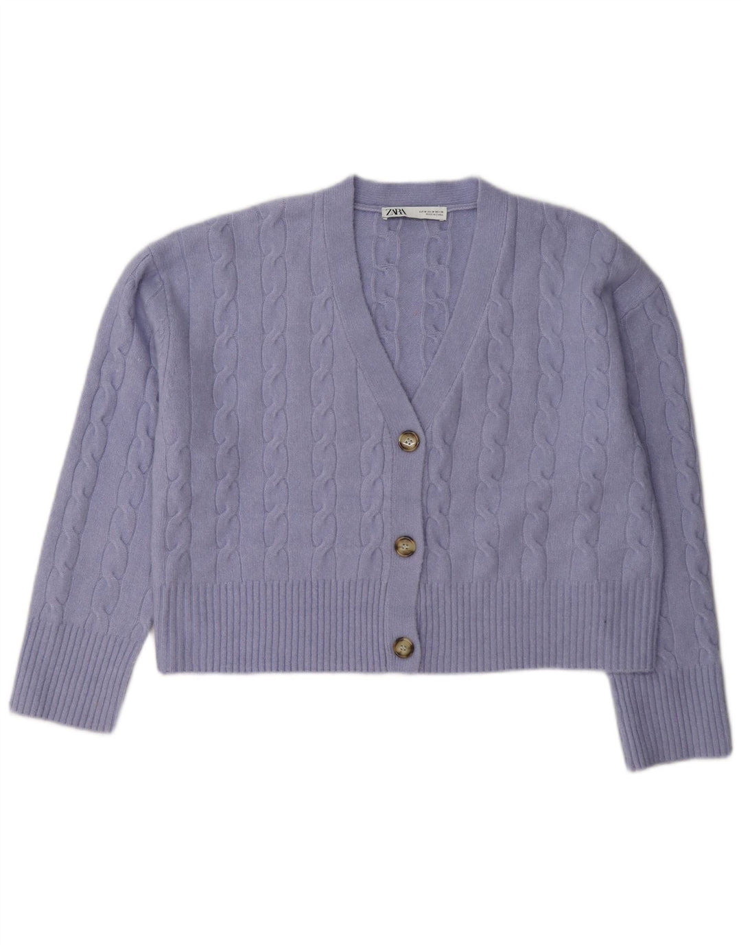 Zara Womens Crop Cardigan Sweater UK 14 Médio Roxo Poliéster