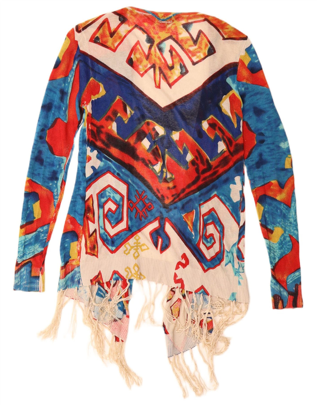 Suéter feminino Desigual Longline Cardigan UK 10 pequeno multicolorido