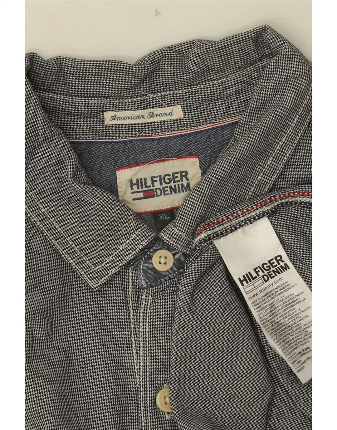 Camisa masculina Tommy Hilfiger XL cinza houndstooth algodão