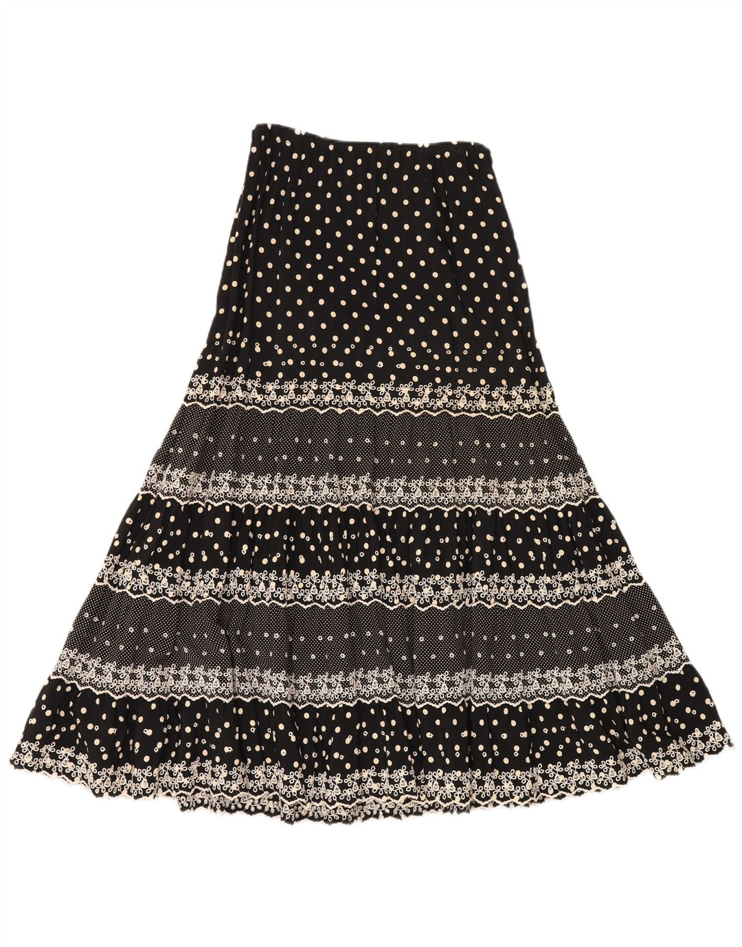 Saia cigana feminina vintage W28 média preta manchada