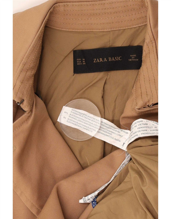 Zara Womens Trench Coat UK 14 Algodão Bege Médio