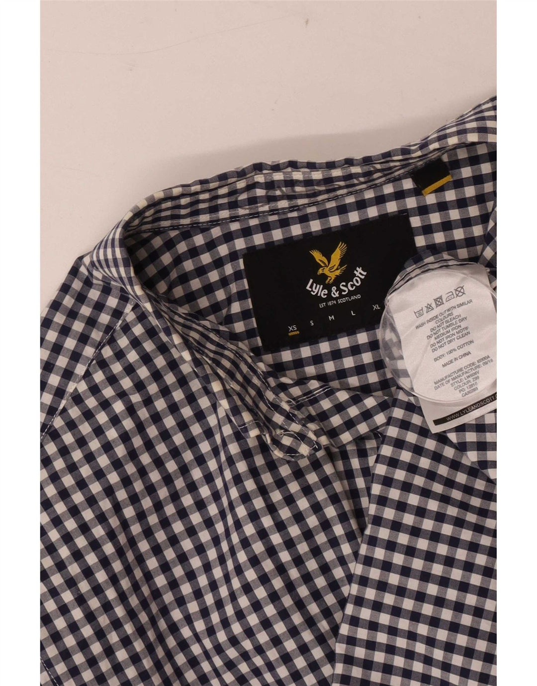 Camisa masculina Lyle & Scott XS azul algodão guingão