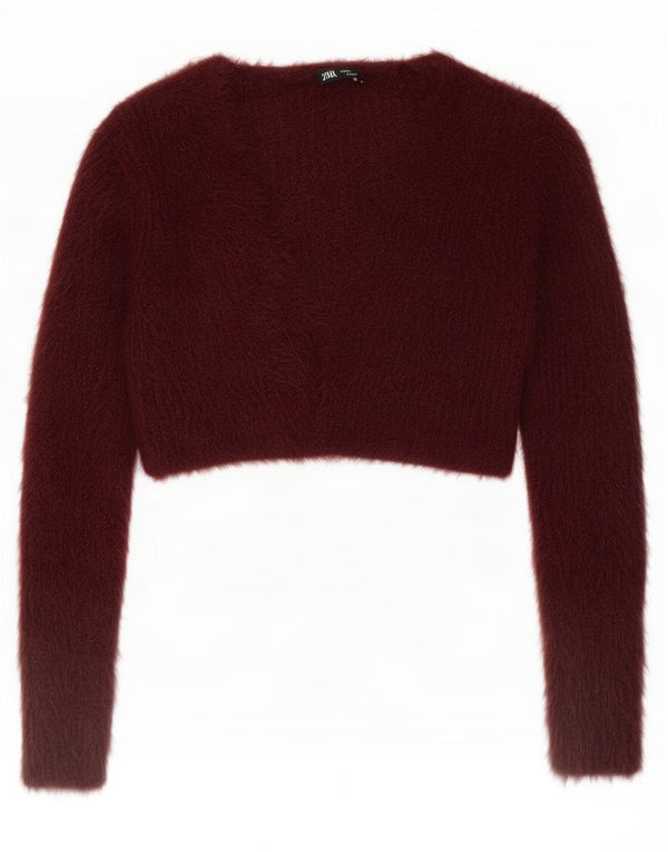 Zara Womens Open Bolero Jumper Reino Unido 10 Pequeno Borgonha