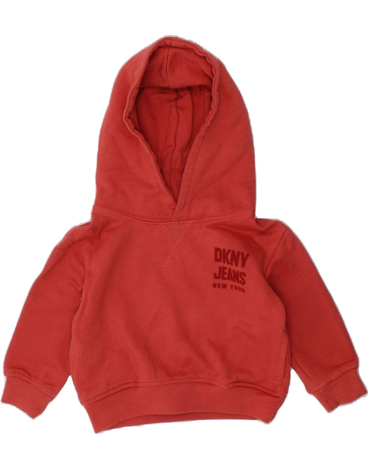 DKNY Baby Girls Graphic Hoodie Jumper 9-12 Months Red Cotton Vintage Dkny and Second-Hand Dkny from Messina Hembry 