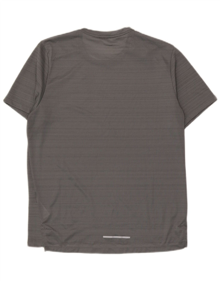 Camiseta masculina Nike Dri Fit Top poliéster listrado cinza médio
