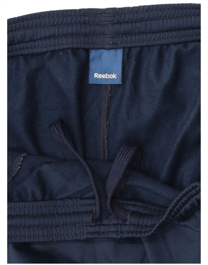 Calça de treino masculina Reebok grande poliéster azul marinho