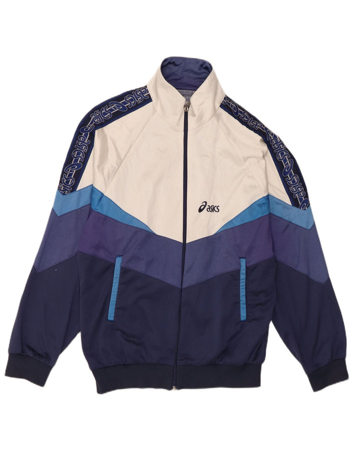 Asics Mens Graphic Tracksuit Top Jacket IT 52 Grande bloco colorido azul marinho