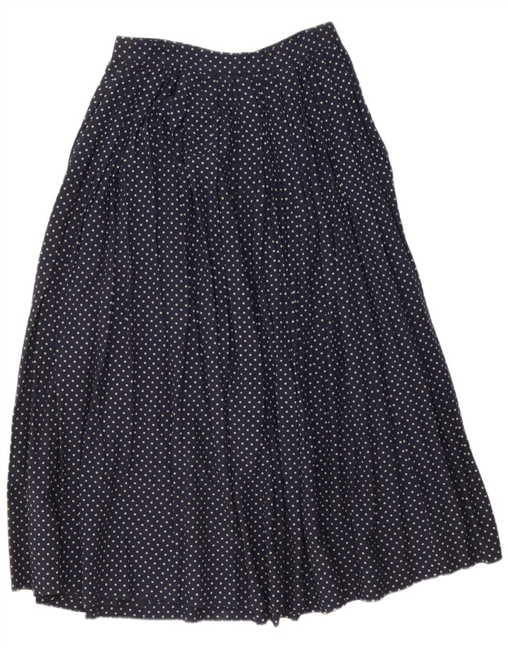 Saia maxi larga feminina vintage IT 46 grande W30 bolinhas azul marinho