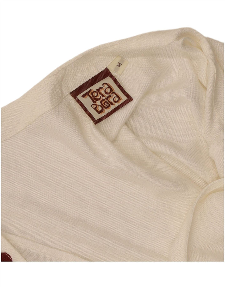 Vestido maxi gráfico feminino Tera Bora UK 12 médio branco