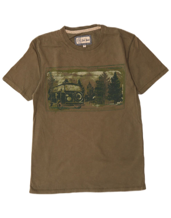 Camiseta gráfica masculina Fat Face Top XS algodão cáqui