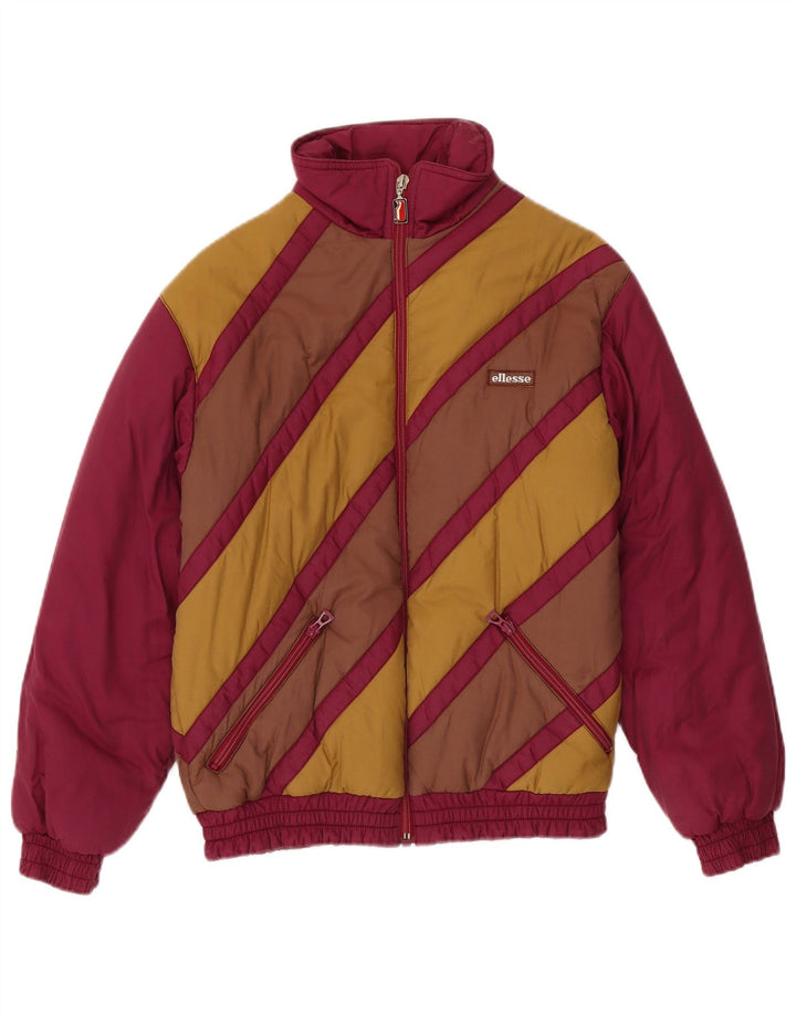 Jaqueta acolchoada feminina Ellesse EU 40 algodão colorblock médio Borgonha