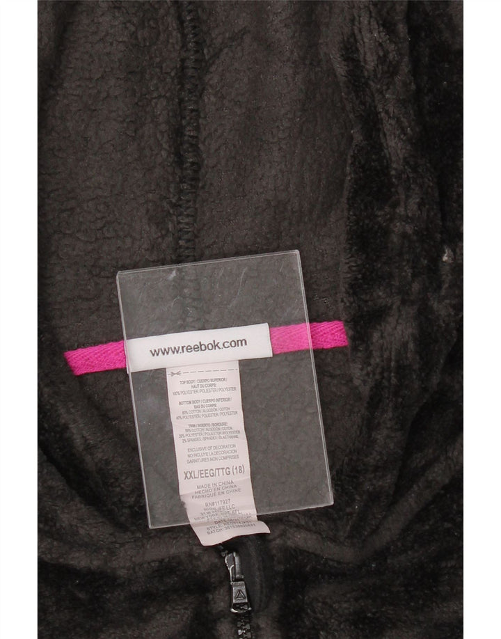 REEBOK Girls Zip Hoodie Sweater 15-16 Years 2XL Black Cotton Vintage Reebok and Second-Hand Reebok from Messina Hembry 
