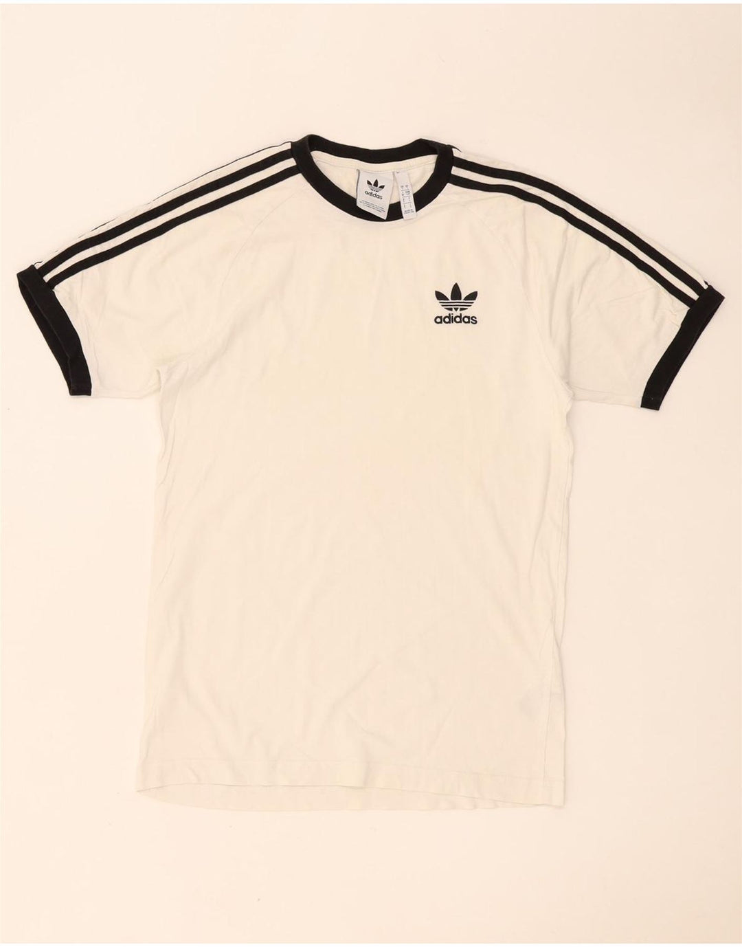 Adidas Mens T-Shirt Top Pequeno Algodão Branco