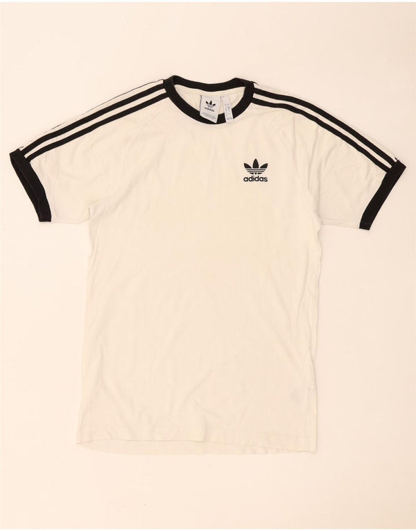 Adidas Mens T-Shirt Top Pequeno Algodão Branco