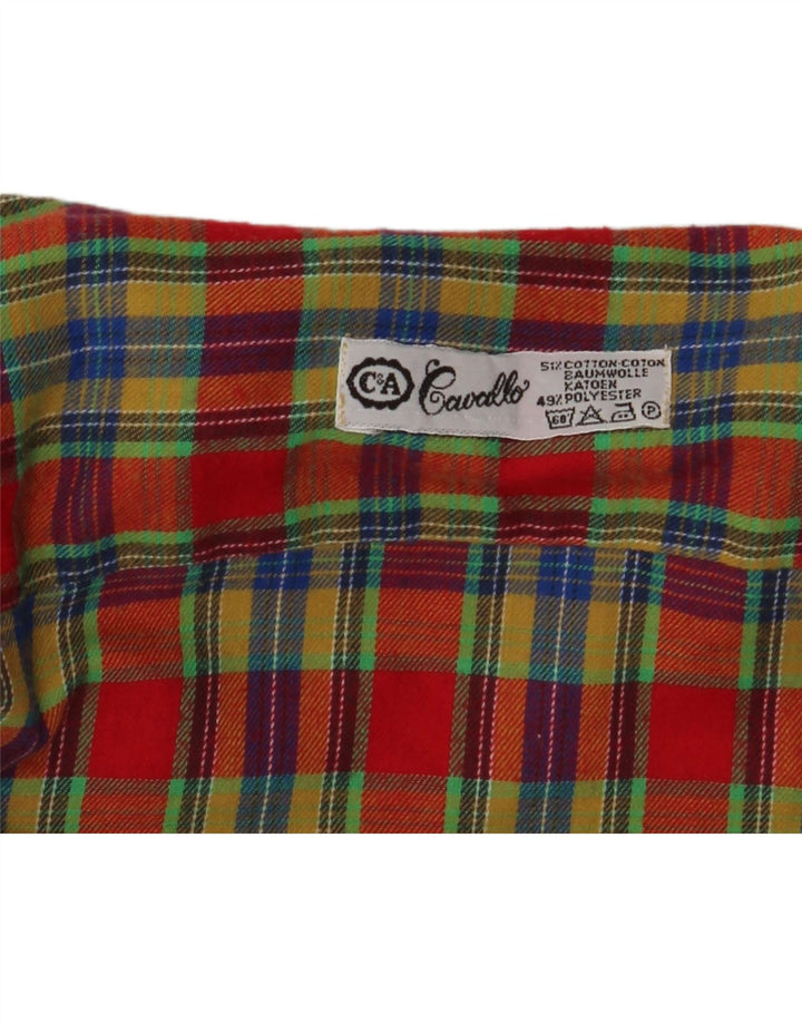 Camisa masculina C&A média xadrez multicolorida de algodão