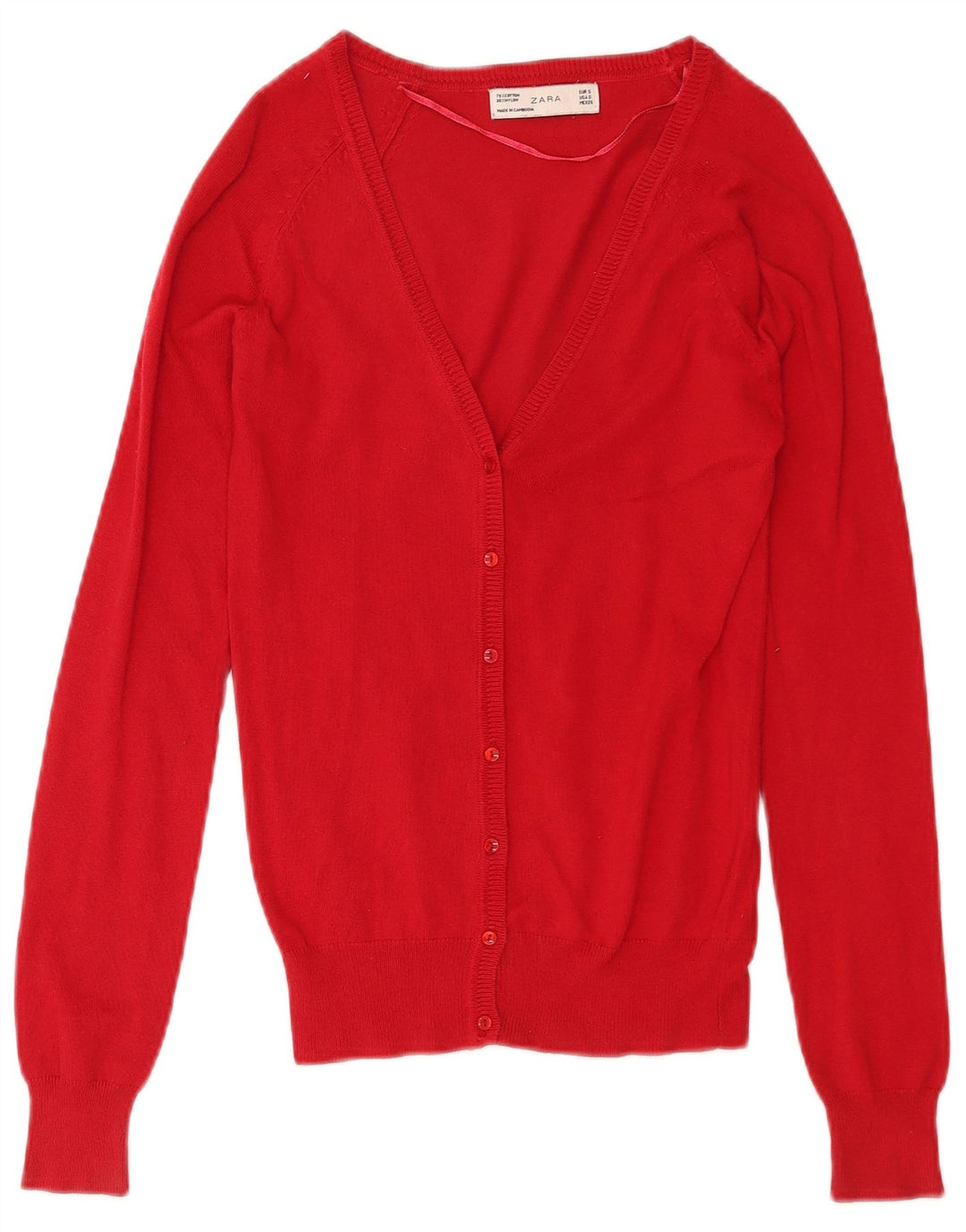 Suéter cardigã feminino Zara Reino Unido 10 pequeno algodão vermelho