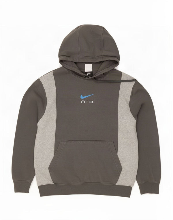 Nike Mens Hoodie Jumper Médio Cinza Colourblock Algodão
