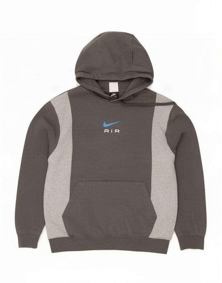 Nike Mens Hoodie Jumper Médio Cinza Colourblock Algodão