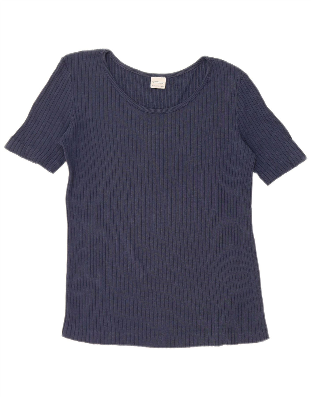 Camiseta feminina Benetton UK 12 médio azul marinho