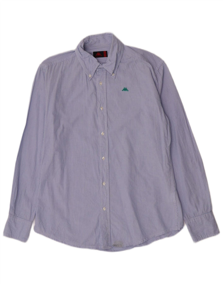 Camisa masculina Kappa grande algodão listrado azul