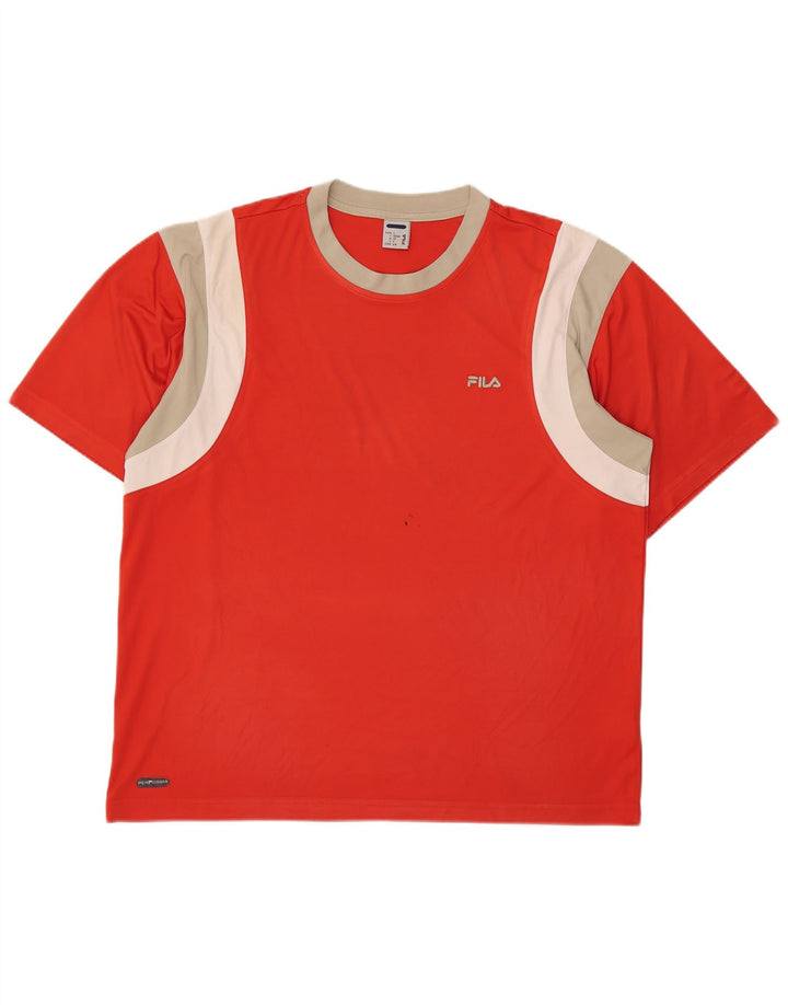 Camiseta masculina Fila Top IT 52/54 grande poliéster colorblock vermelho