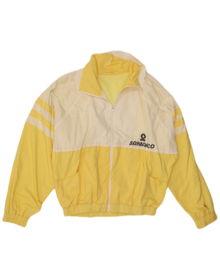 Jaqueta bomber gráfica masculina vintage UK 42 XL amarelo colorblock