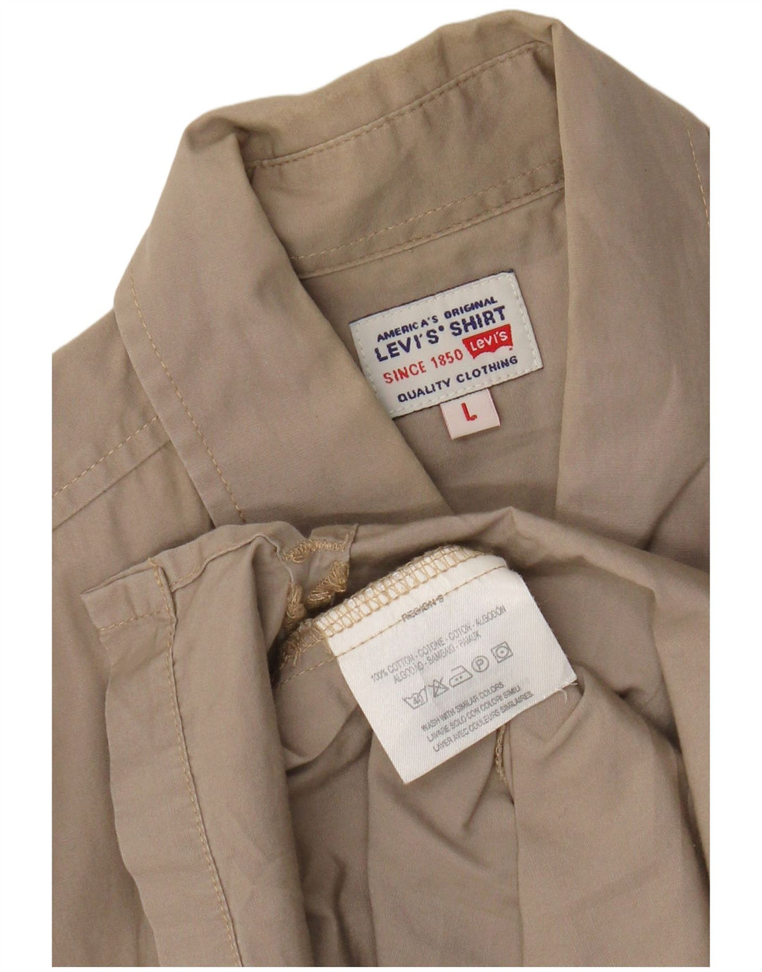 Camisa masculina de manga curta Levi's grande algodão bege