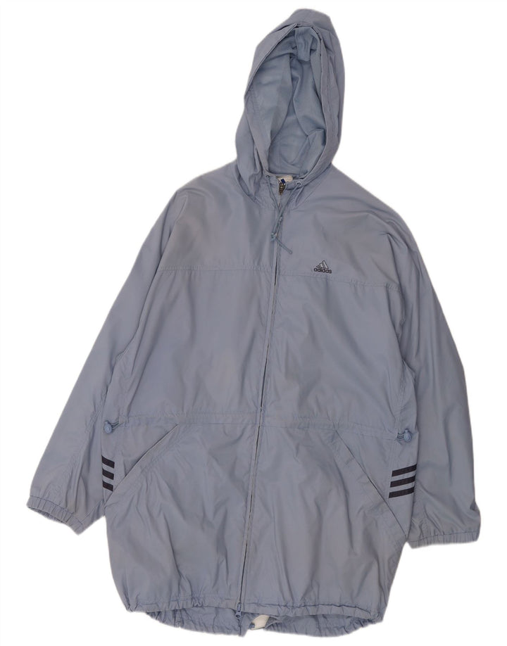 ADIDAS Womens Hooded Oversized Raincoat UK 12 Médio Azul Poliamida