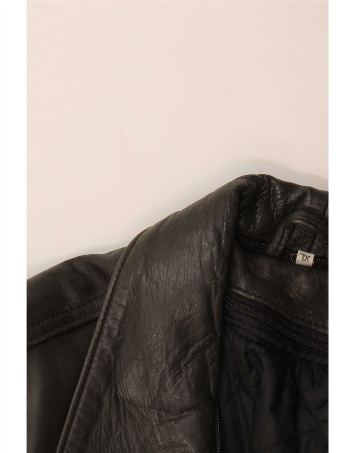 Jaqueta de couro masculina vintage UK 42 XL preta