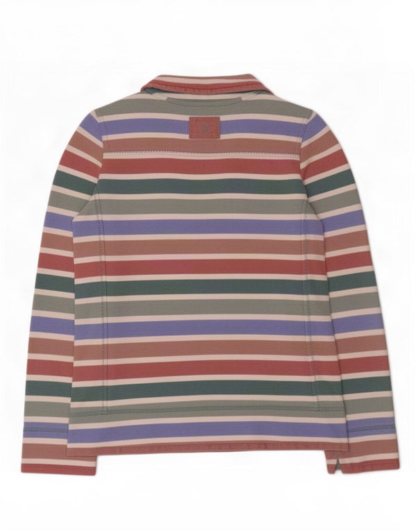 Suéter feminino com zíper 1/4 Fat Face UK 10 pequeno listrado multicolorido