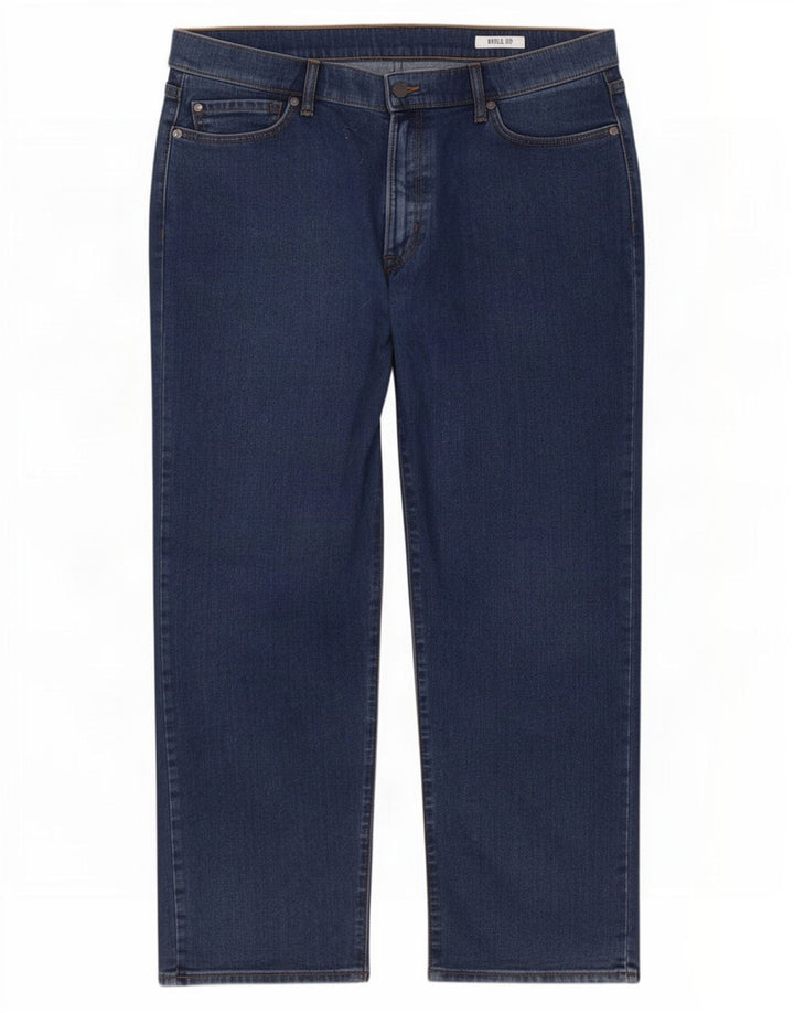 Calça jeans reta regular masculina Marks & Spencer W42 L27 algodão azul