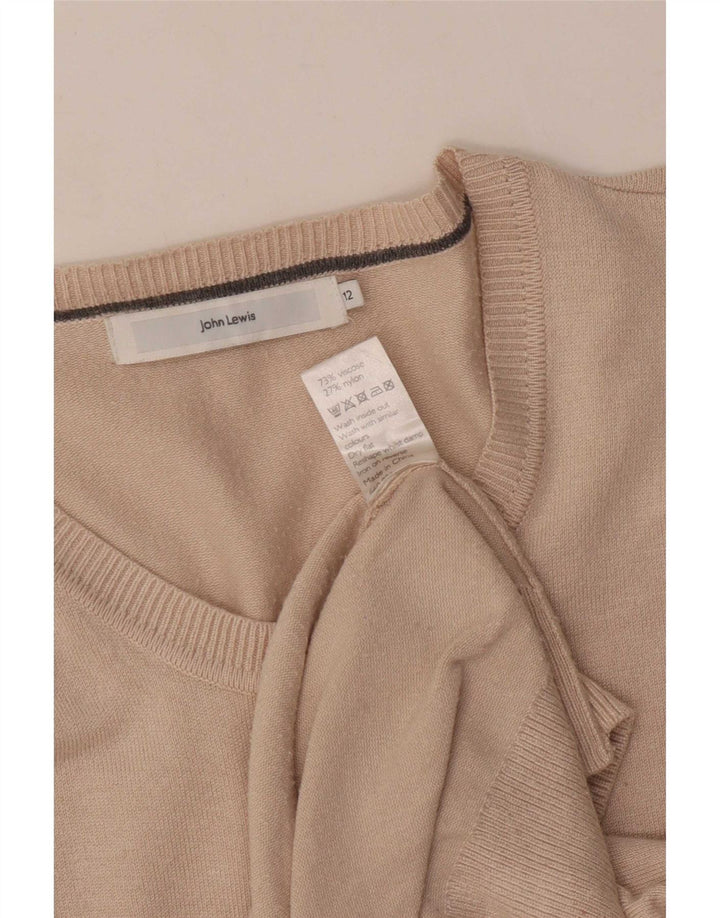 Suéter cardigã feminino John Lewis Reino Unido 12 viscose bege médio