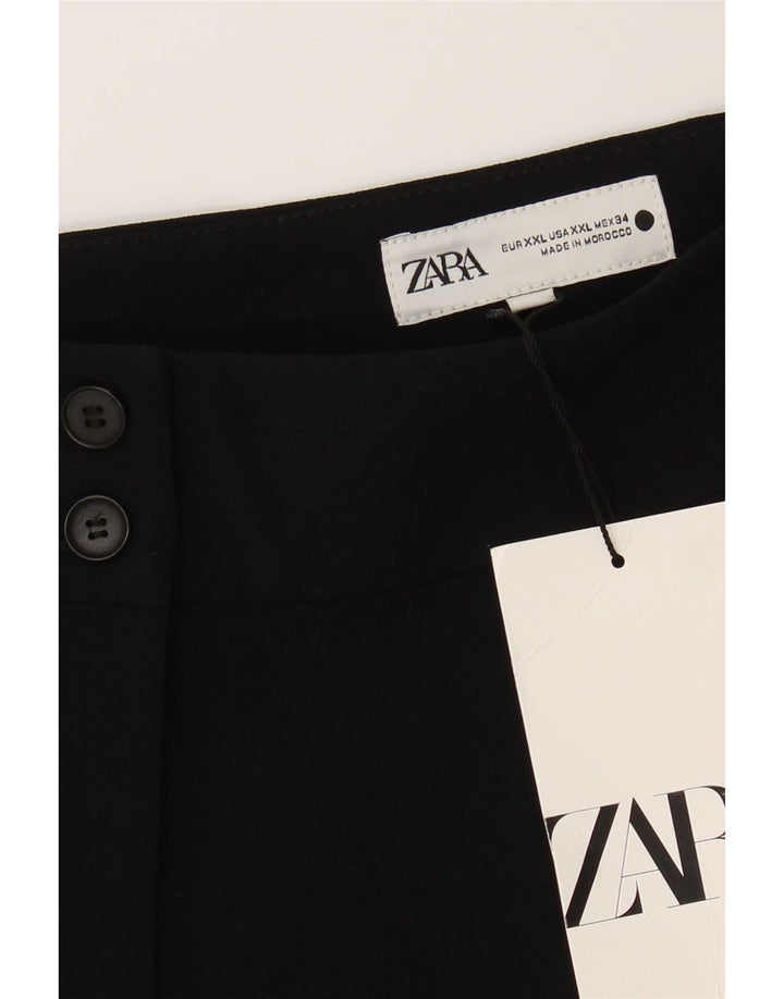 Zara Calça feminina cortada com pega 2XL W34 L28 poliéster preto