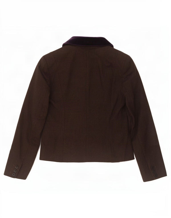 Jaqueta blazer feminina de 1 botão Ted Baker tamanho 3 lã marrom médio