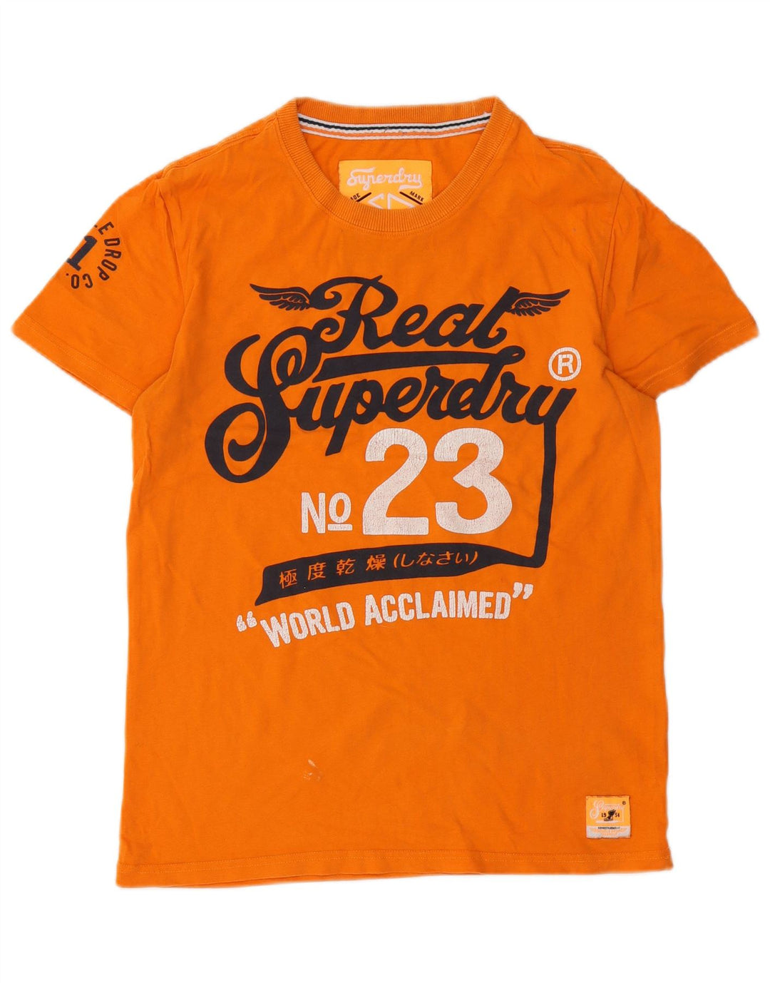 Superdry Mens Graphic T-Shirt Top Médio Algodão Laranja
