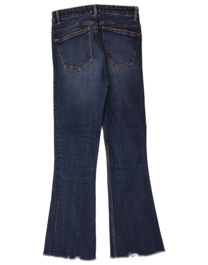 Zara Calça Jeans Feminina Crop Flared EU 34 2XS W24 L25 Azul