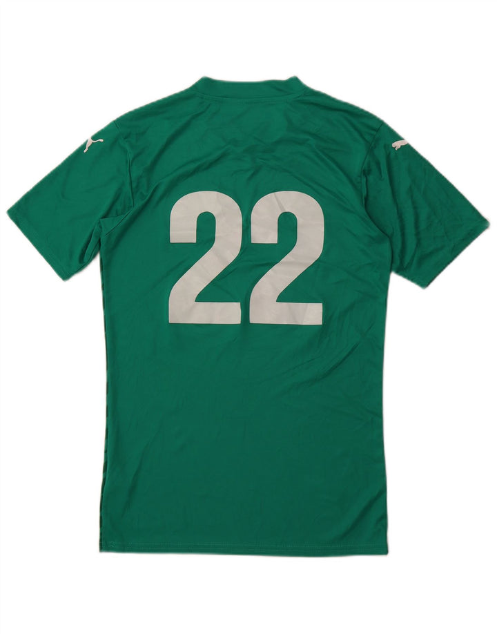 Camiseta masculina PUMA com estampa gráfica pequena verde geométrica poliéster