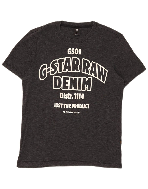 Camiseta gráfica masculina G-Star Top médio algodão manchado preto