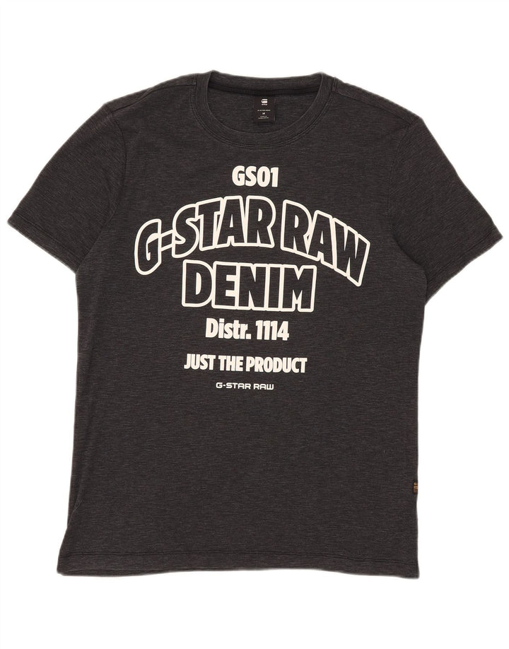 Camiseta gráfica masculina G-Star Top médio algodão manchado preto