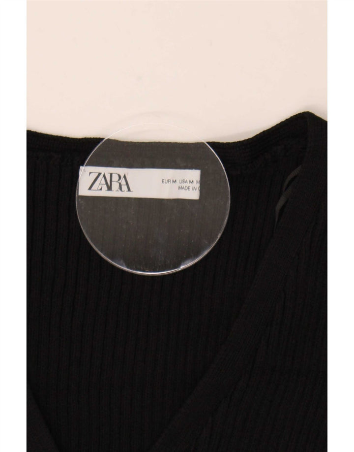 Suéter Zara Feminino Crop Cardigan Reino Unido 12 Médio Preto