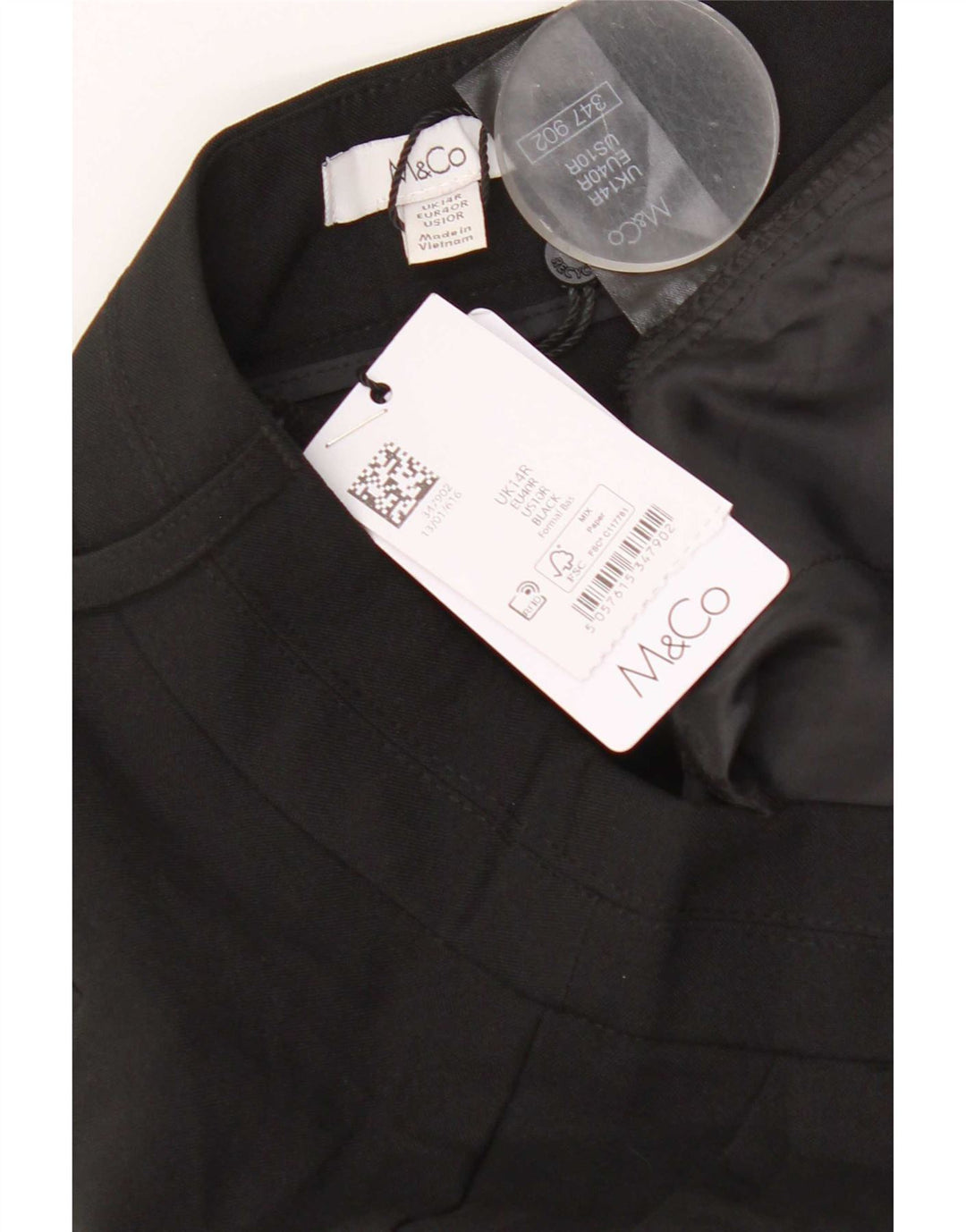 Calça Chino Feminina Bootcut M&Co Reino Unido 14 Grande W32 L29 Poliéster Preto