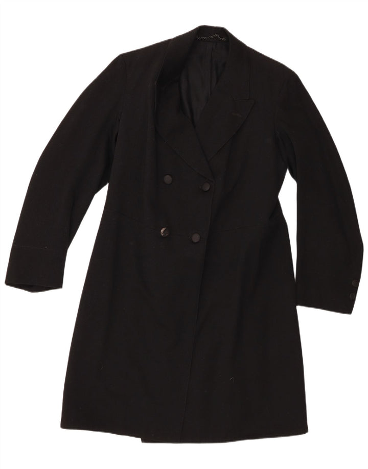 Casaco feminino vintage duplo breasted UK 12 médio preto