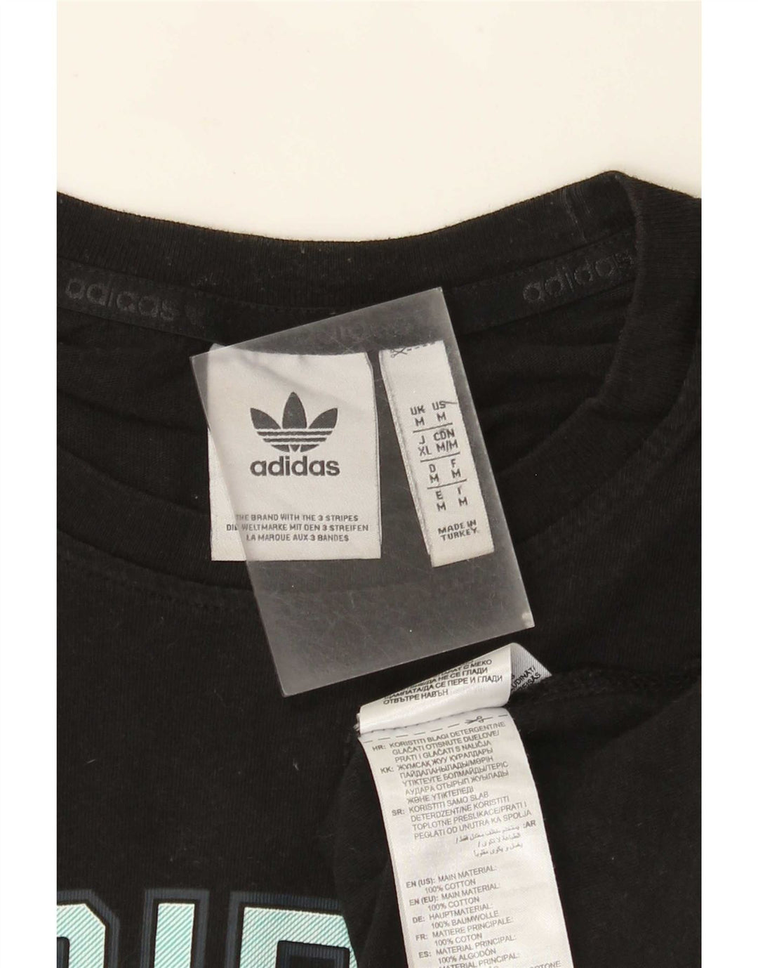 Adidas Mens Graphic T-Shirt Top Médio Algodão Preto