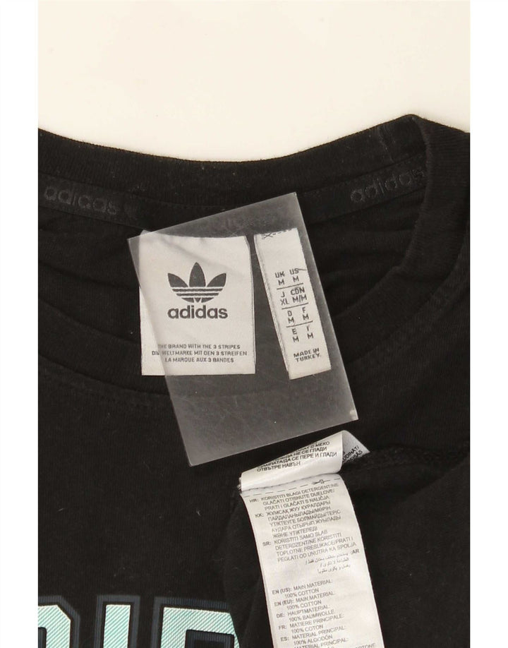 Adidas Mens Graphic T-Shirt Top Médio Algodão Preto
