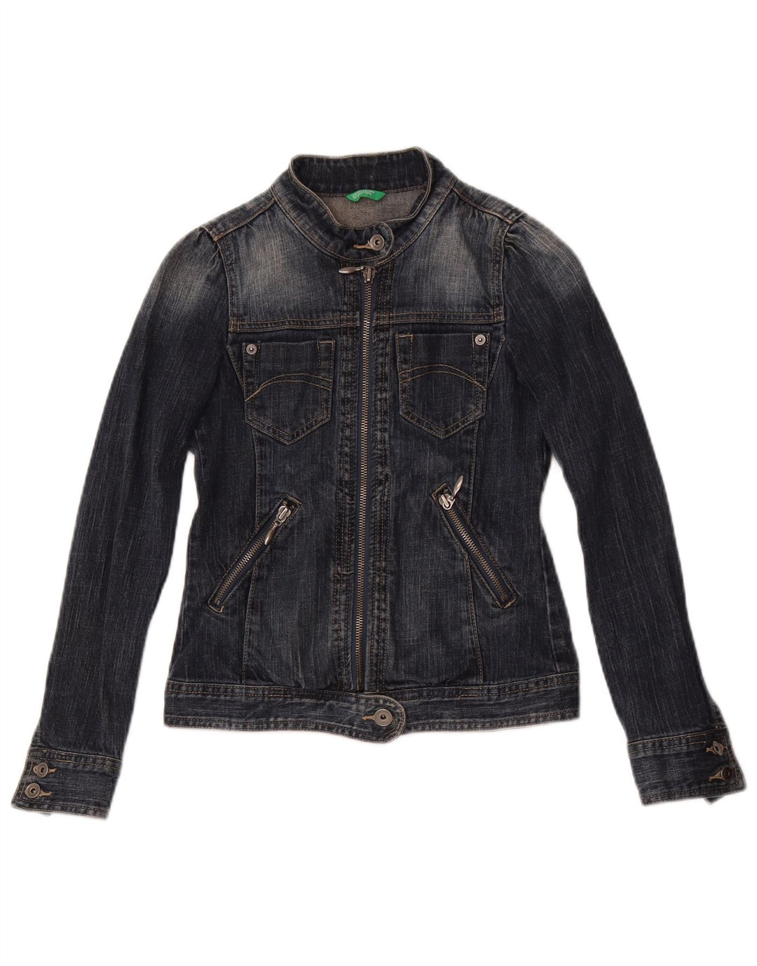 Jaqueta jeans feminina Benetton 8-9 anos grande algodão azul marinho